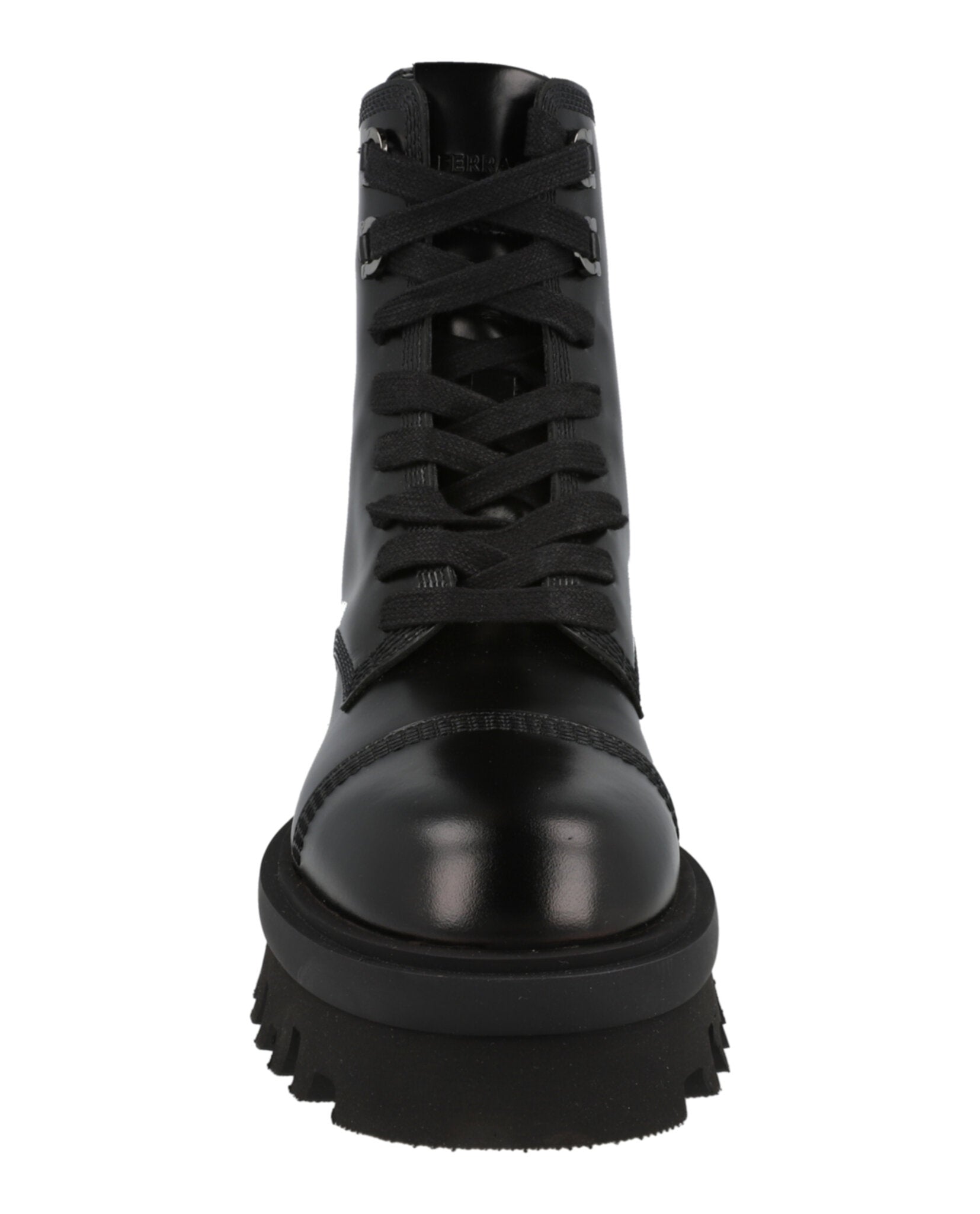 Ferragamo Womens Kira Leather Combat Boots