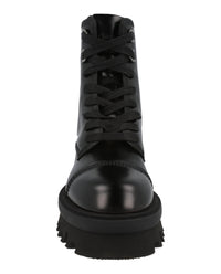 Ferragamo Womens Kira Leather Combat Boots