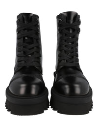Ferragamo Womens Kira Leather Combat Boots