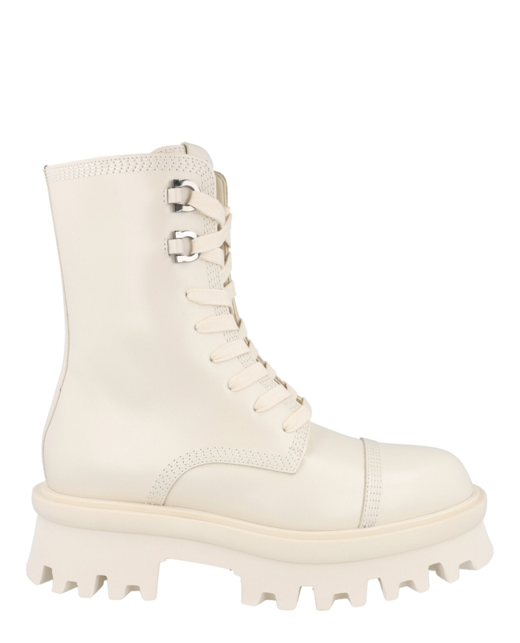 Ferragamo Womens Kira Leather Combat Boots