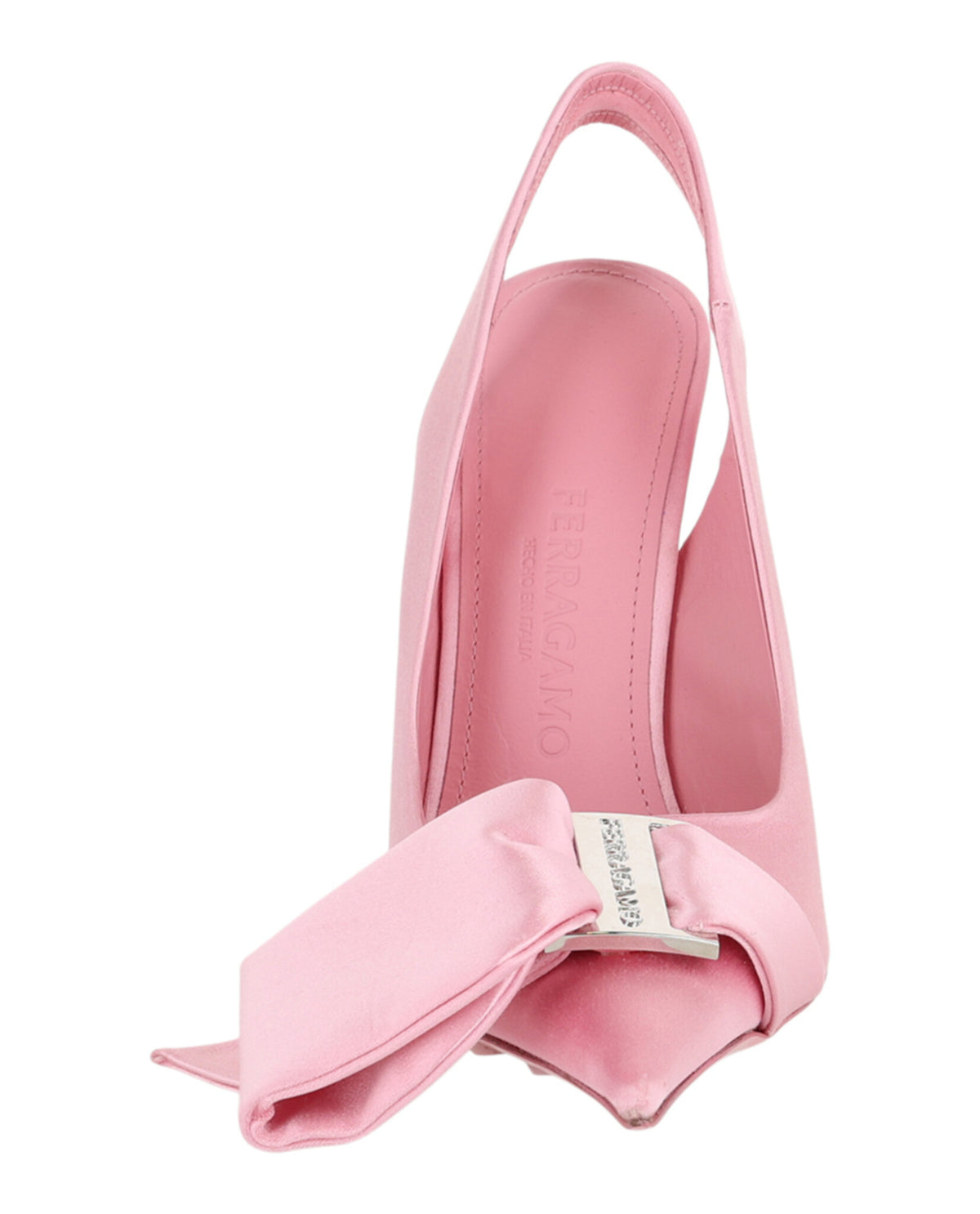 Ferragamo Womens Erica Satin Slingback Pumps