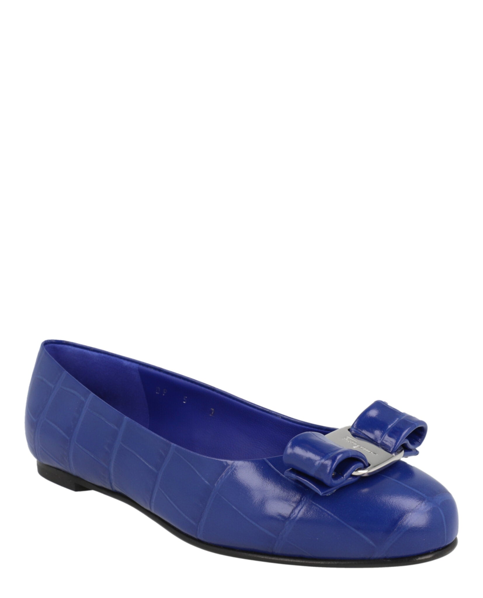 Ferragamo Womens Varina Croc Ballet Flats