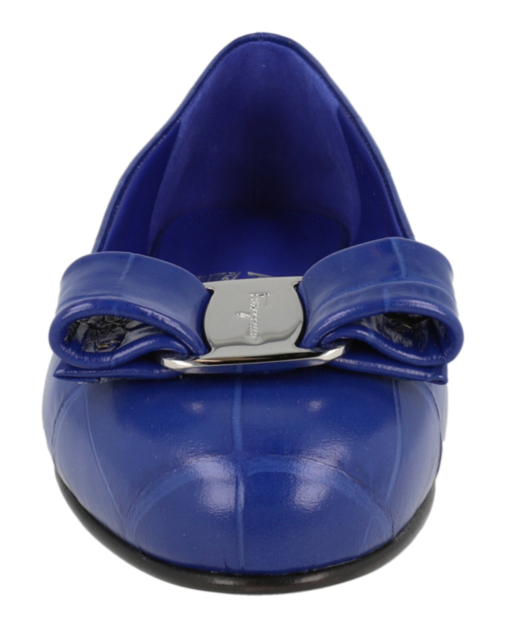 Ferragamo Womens Varina Croc Ballet Flats