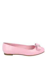 Ferragamo Ferragamo Womens Varina Croco Embossed Ballerina Flats