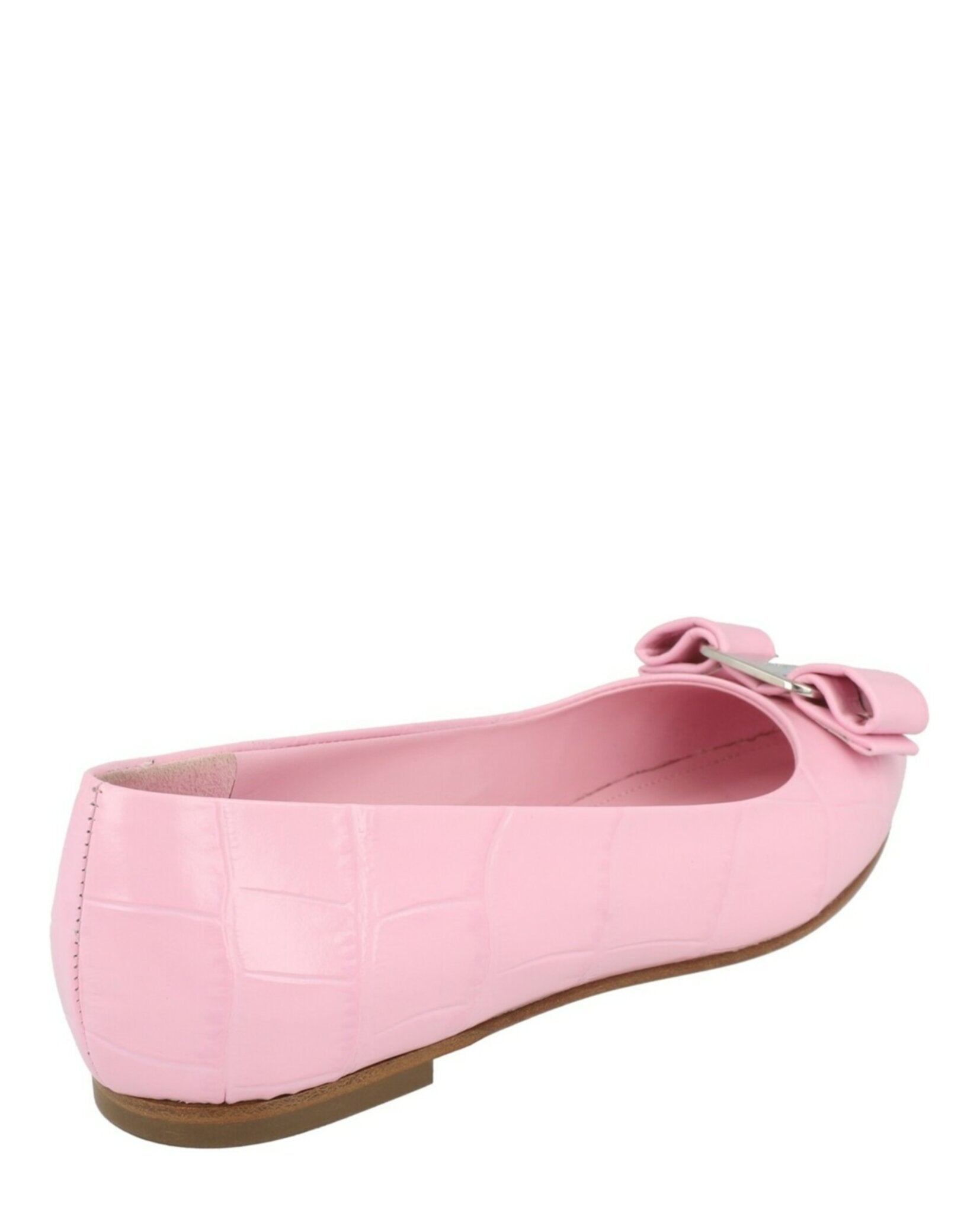 Ferragamo Ferragamo Womens Varina Croco Embossed Ballerina Flats