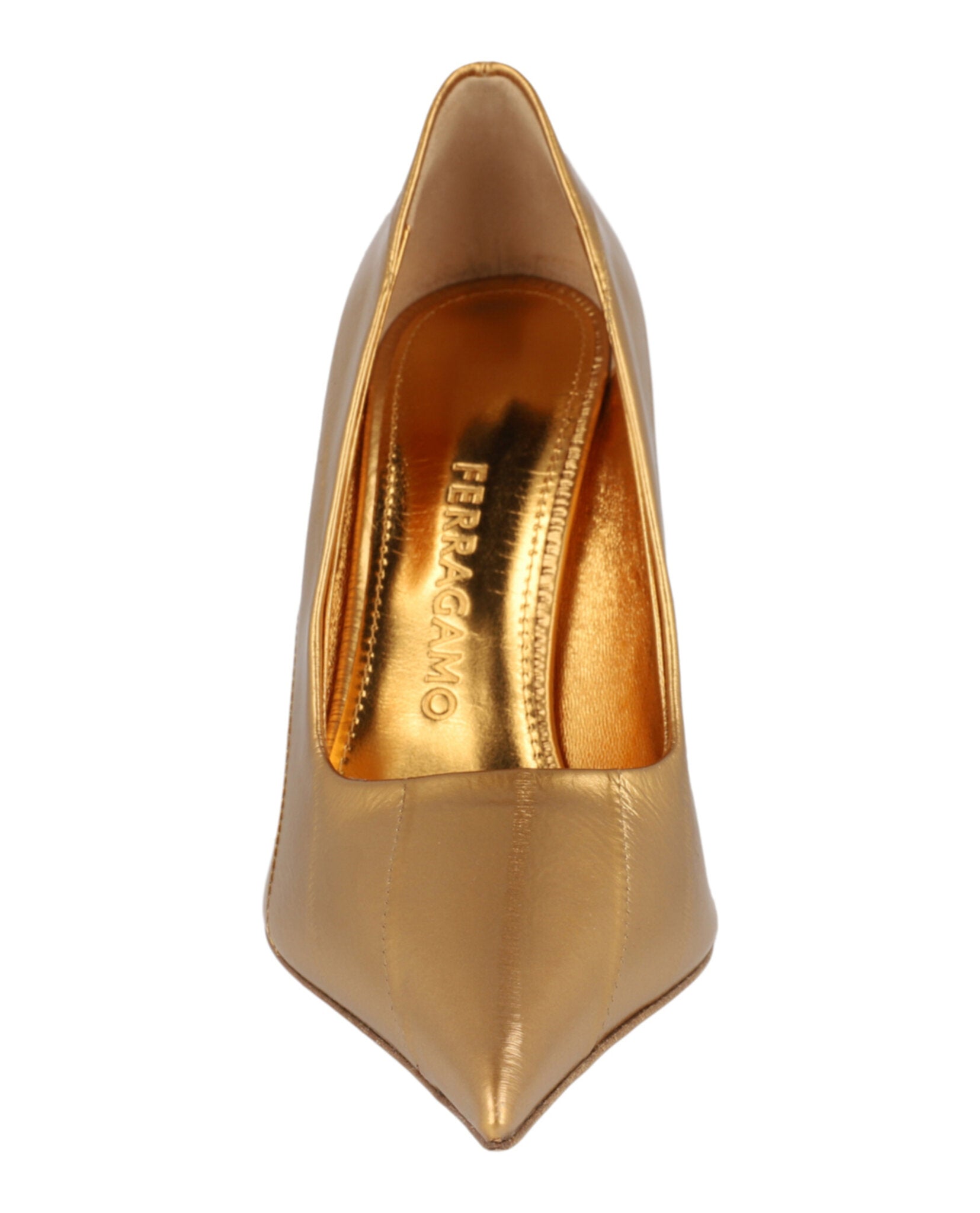Ferragamo Womens Eva X5 Metallic Leather Pumps