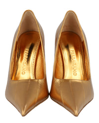 Ferragamo Womens Eva X5 Metallic Leather Pumps