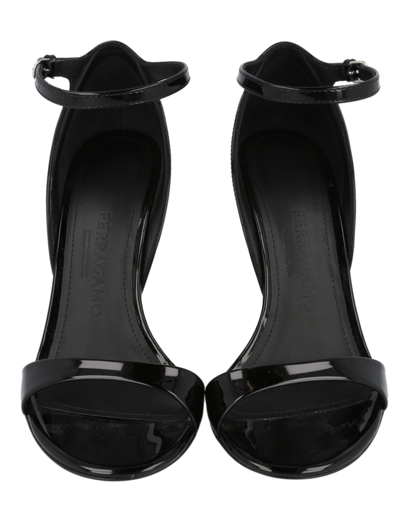 Ferragamo Womens Vidette Patent Leather Wedge Sandals