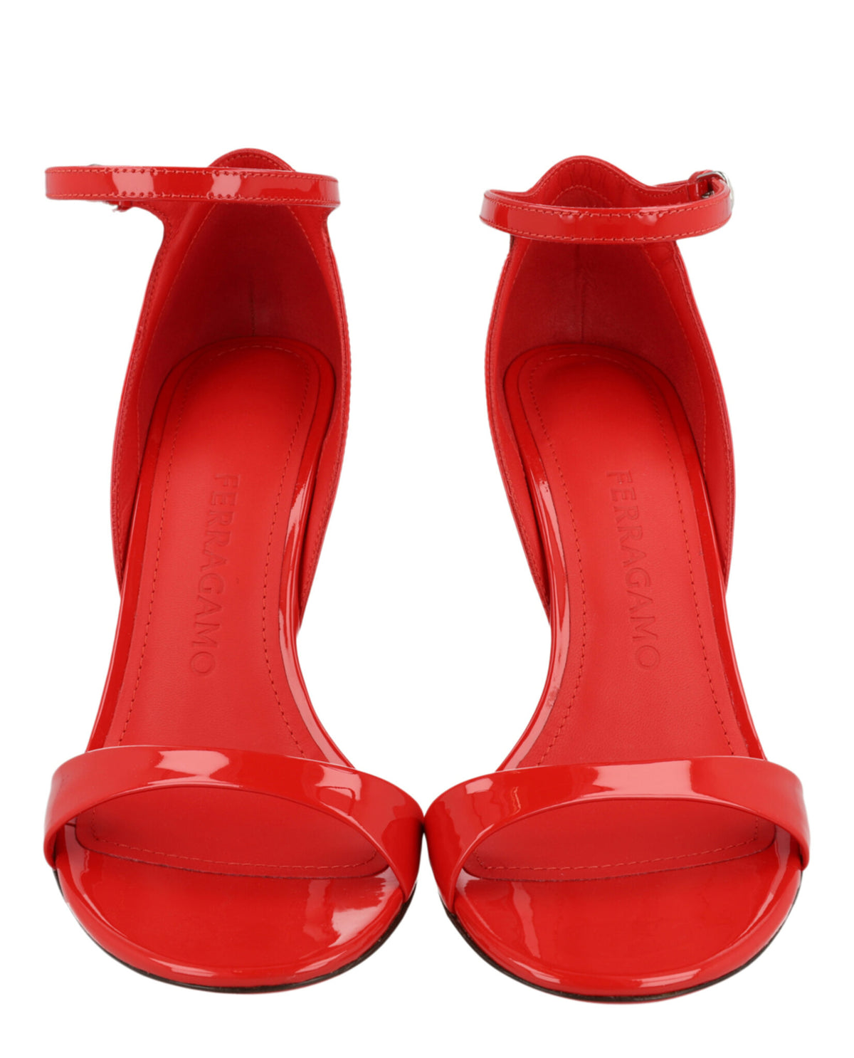 Ferragamo Womens Vidette Patent Leather Wedge Sandals