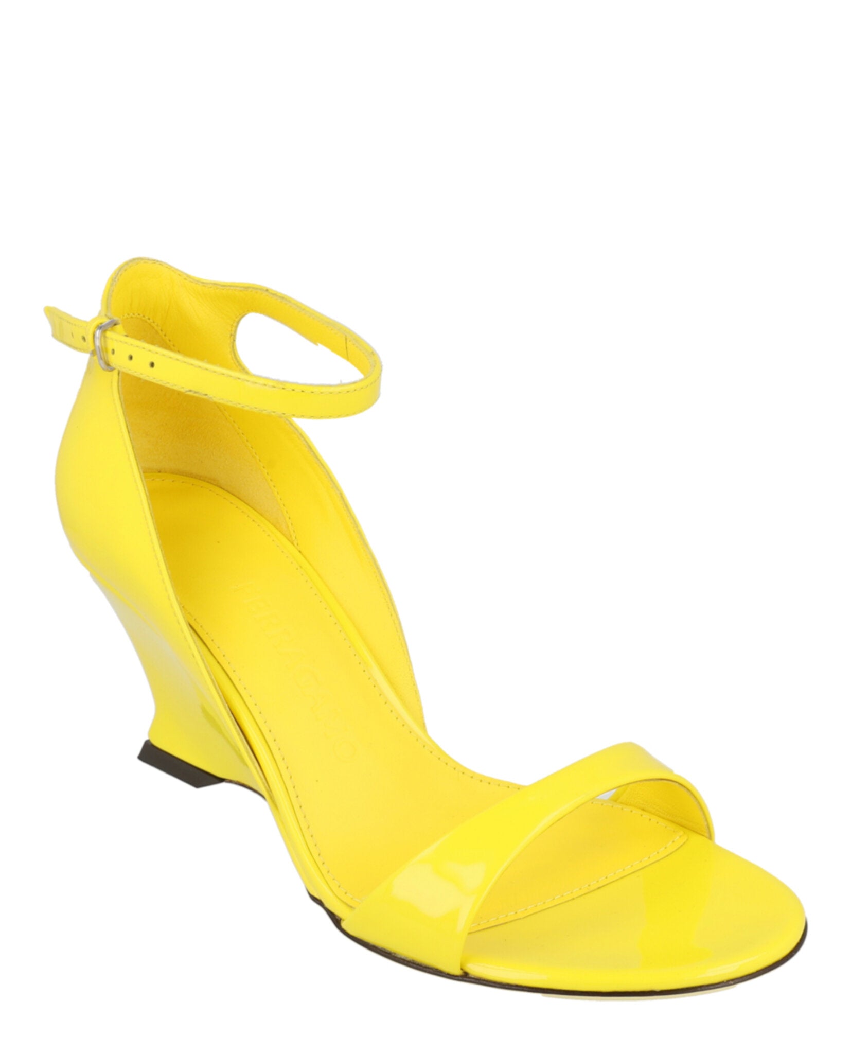 Ferragamo Womens Vidette Patent Leather Wedge Sandals