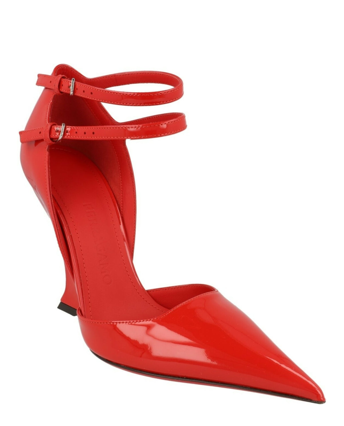 Ferragamo Womens Vidya X5 Patent Wedge Pumps