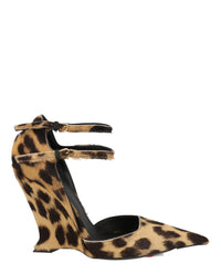 Ferragamo Womens Vidya Suede Leopard Print Wedges