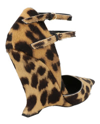 Ferragamo Womens Vidya Suede Leopard Print Wedges