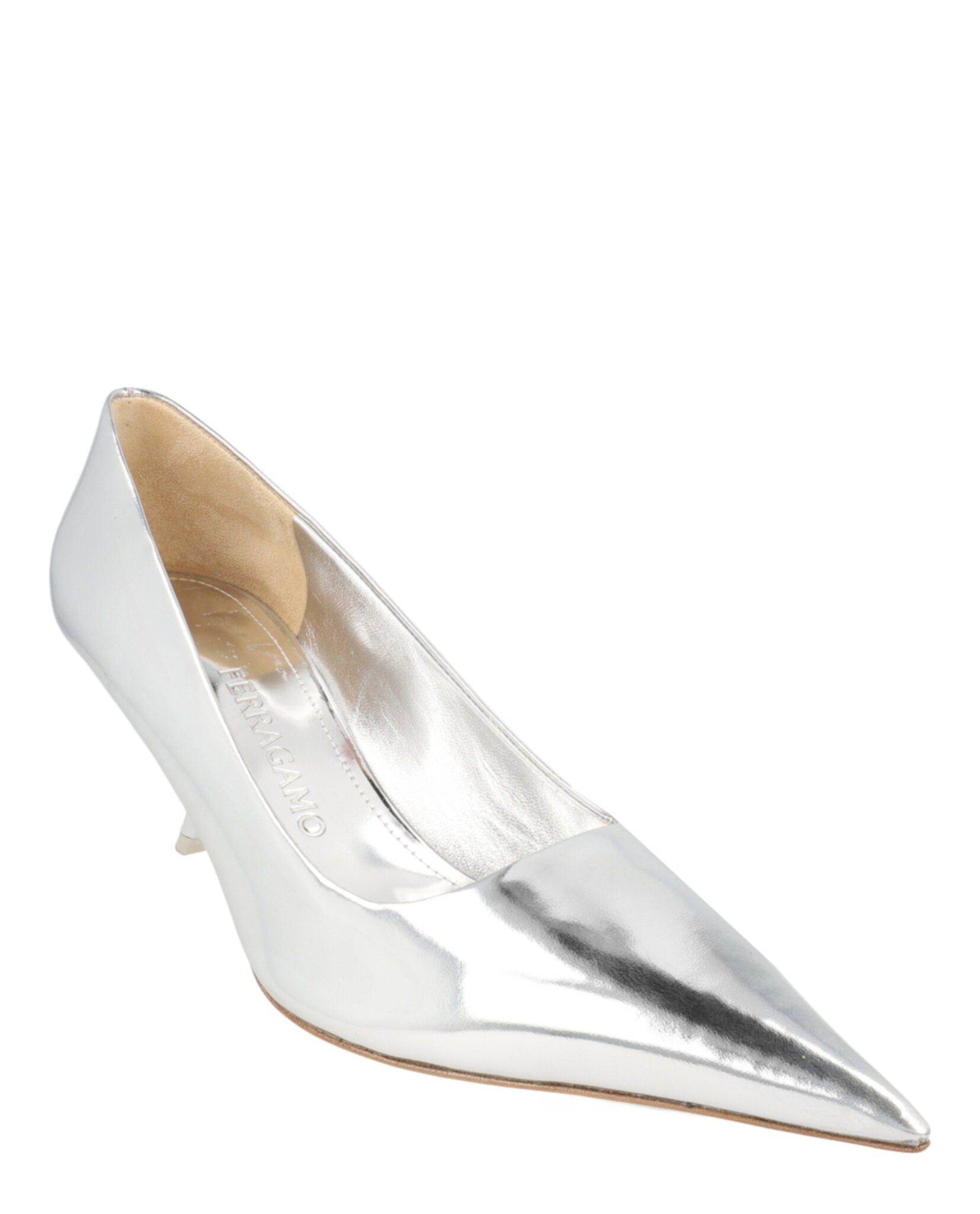 Ferragamo Ferragamo Womens Eva Metallic Leather Pumps