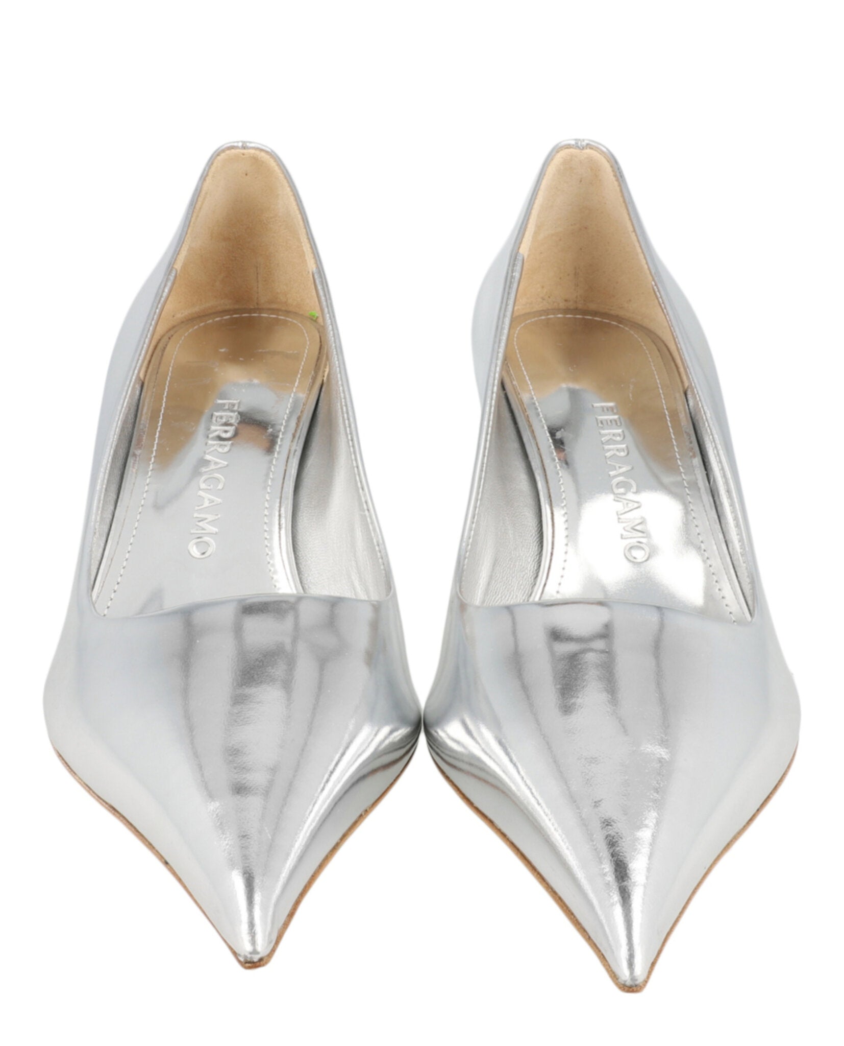 Ferragamo Ferragamo Womens Eva Metallic Leather Pumps