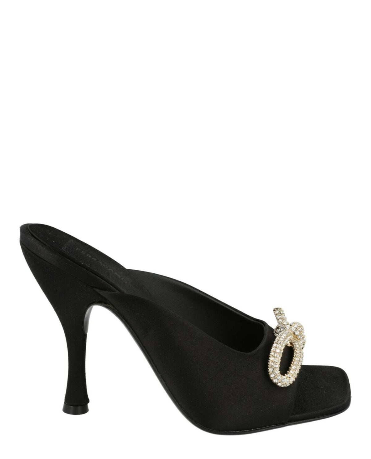 Ferragamo Womens Crystal-Embellished Knot-Detail Mules