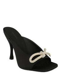 Ferragamo Womens Crystal-Embellished Knot-Detail Mules