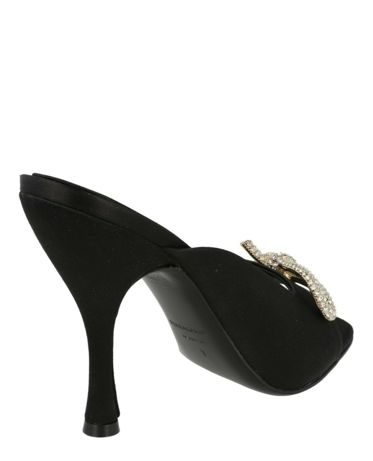 Ferragamo Womens Crystal-Embellished Knot-Detail Mules