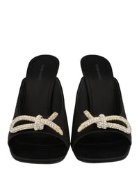 Ferragamo Womens Crystal-Embellished Knot-Detail Mules