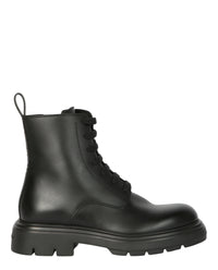 Ferragamo Womens Dionne Leather Combat Boots