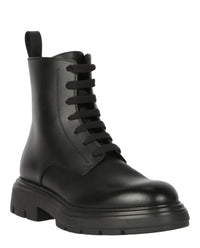 Ferragamo Womens Dionne Leather Combat Boots