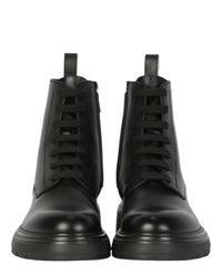 Ferragamo Womens Dionne Leather Combat Boots