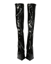 Ferragamo Womens Bri 85 Patent Leather Boots