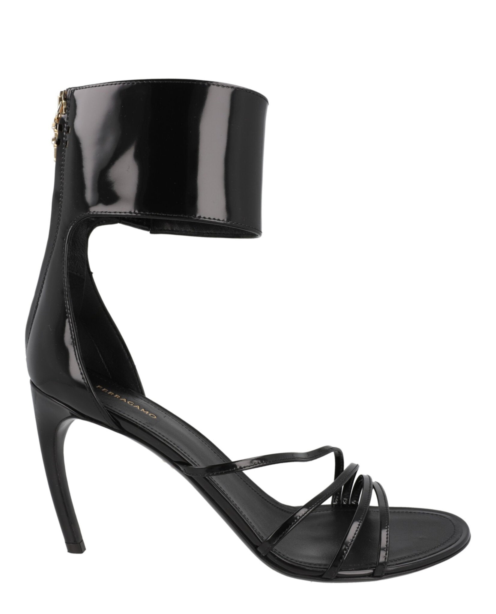 Ferragamo Womens Clethra 85 Patent Leather Heel Sandals