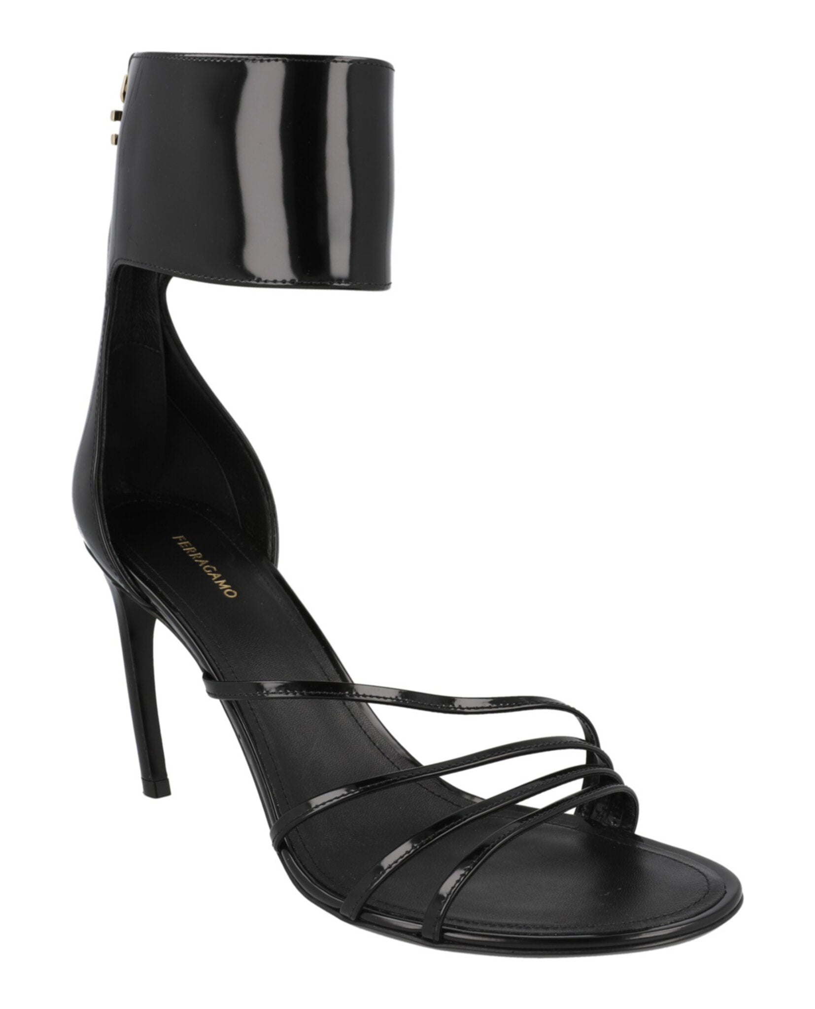 Ferragamo Womens Clethra 85 Patent Leather Heel Sandals