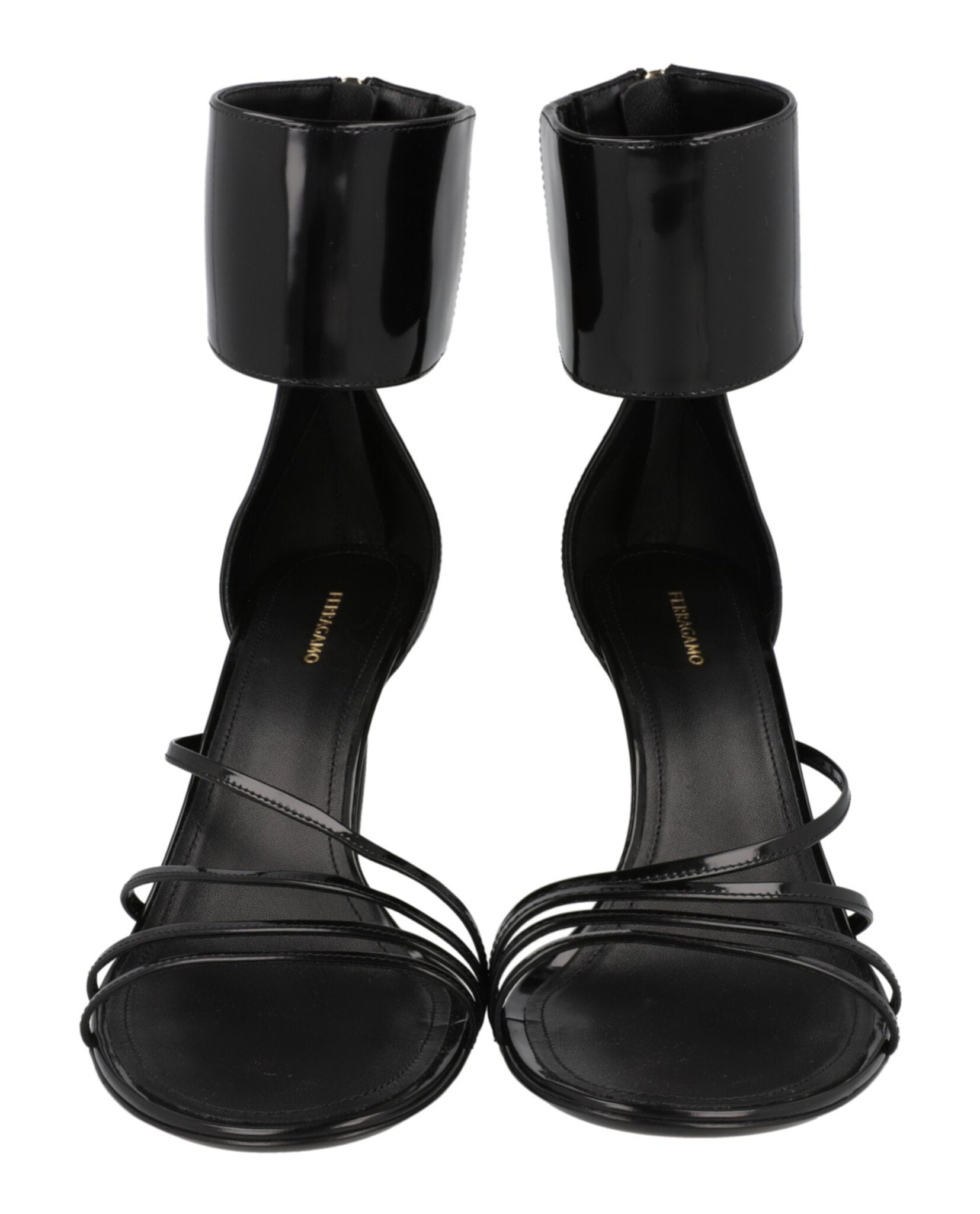 Ferragamo Womens Clethra 85 Patent Leather Heel Sandals