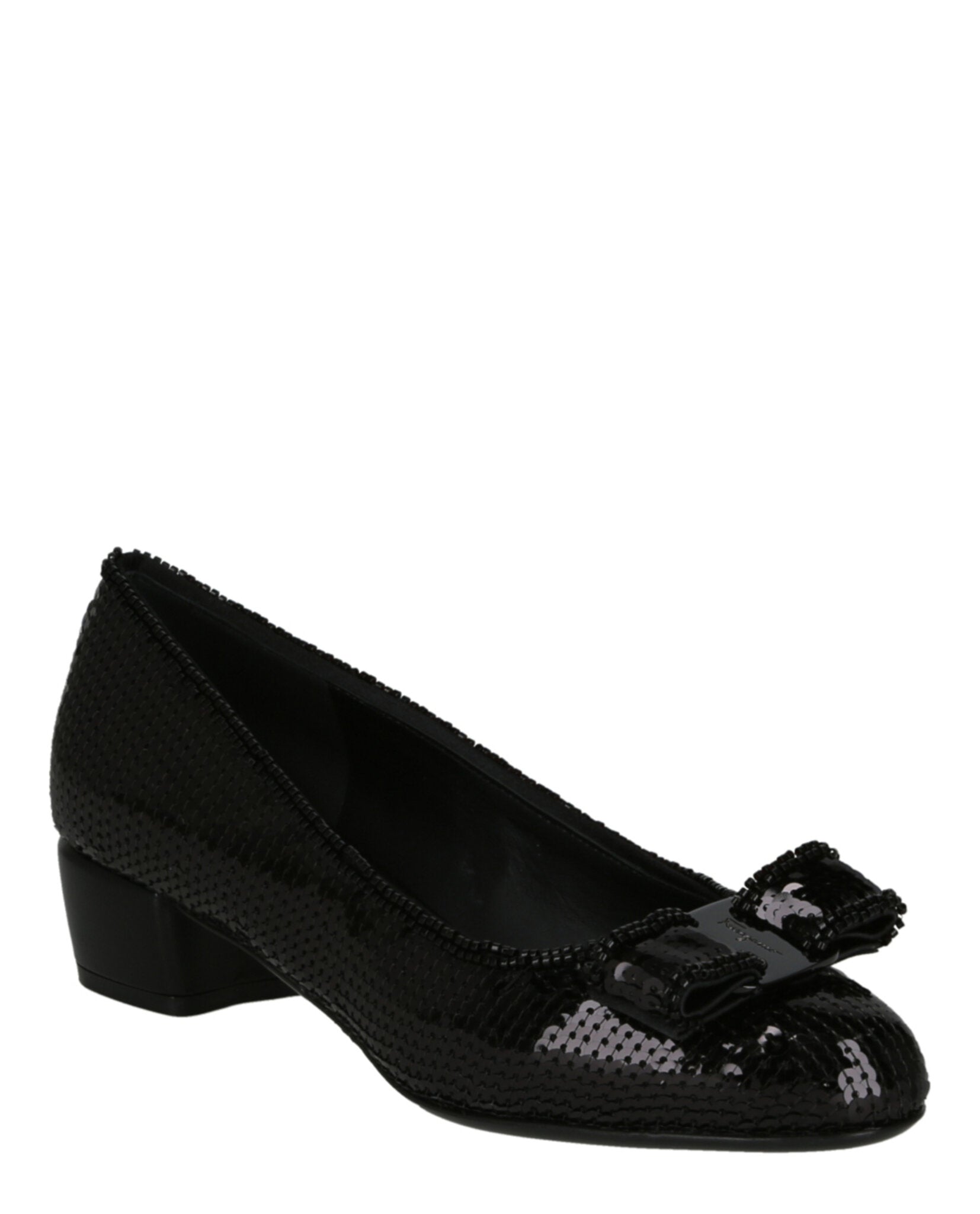 Ferragamo Womens Vara Bow Sequin Pumps
