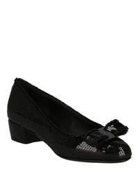 Ferragamo Womens Vara Bow Sequin Pumps