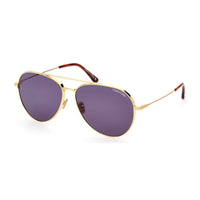 Tom Ford Tom Ford Sunglasses Aviator Full Rim, Shiny Deep Gold Frame and Blue Lens FT099630V