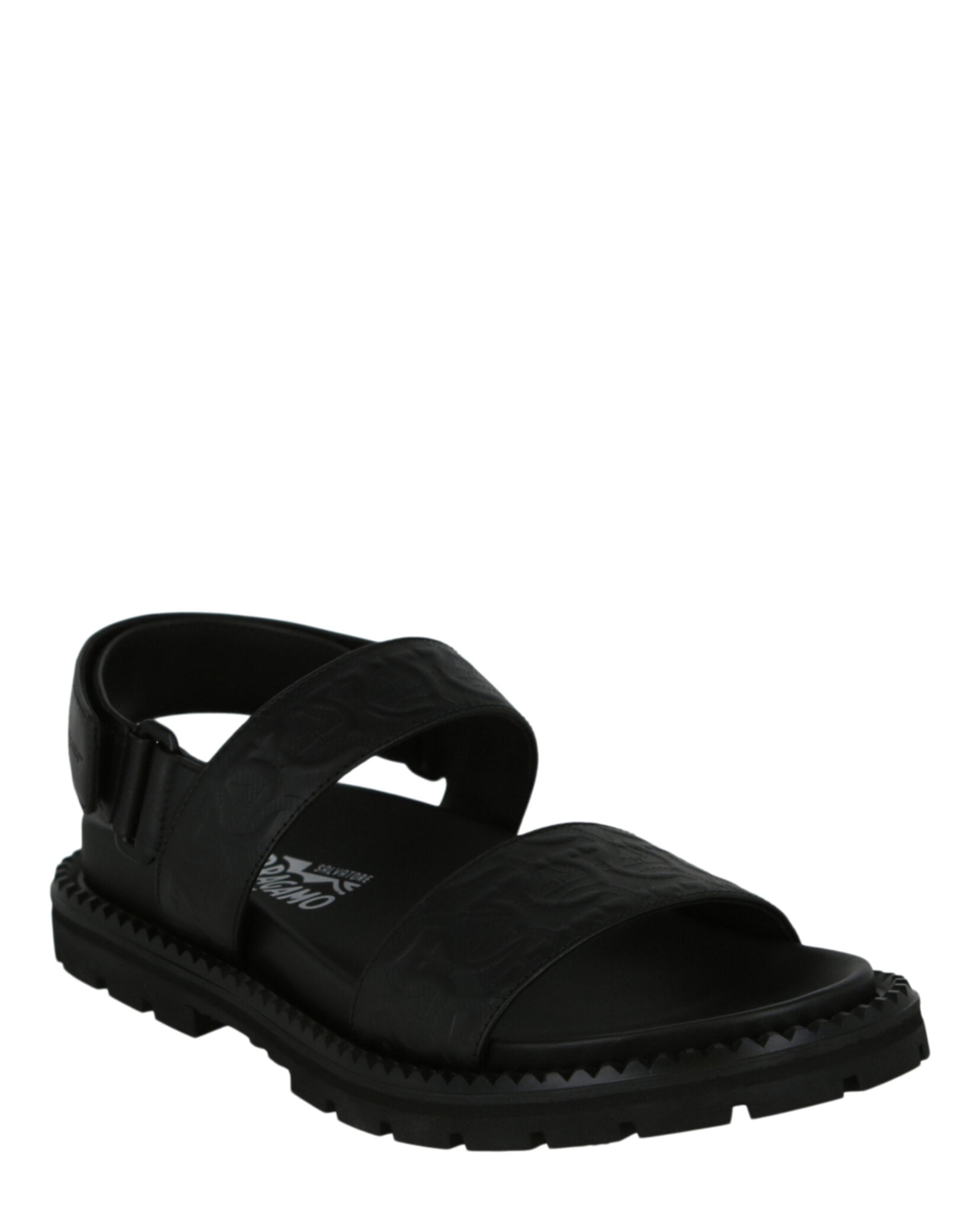 Ferragamo Mens Notorius Leather Gancini Strap Sandals