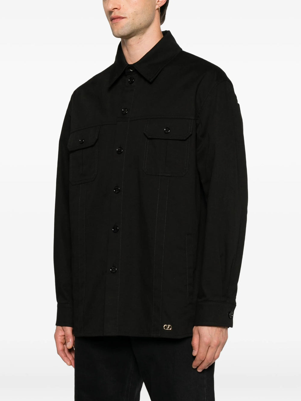 Valentino Garavani Men Valentino Cotton Gabardine Shirt Jacket With Vlogo