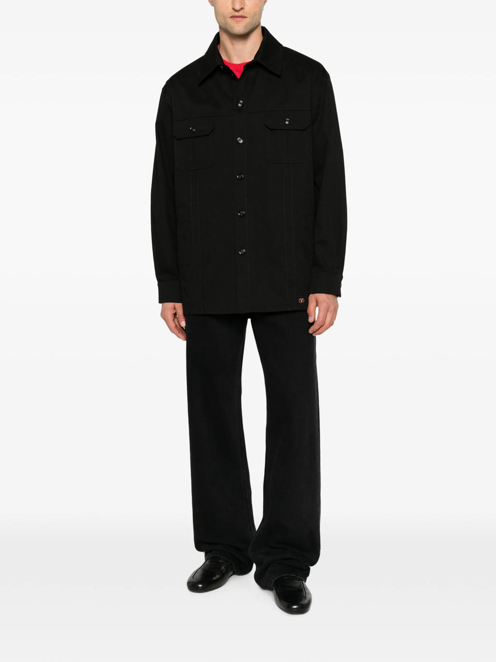 Valentino Garavani Men Valentino Cotton Gabardine Shirt Jacket With Vlogo