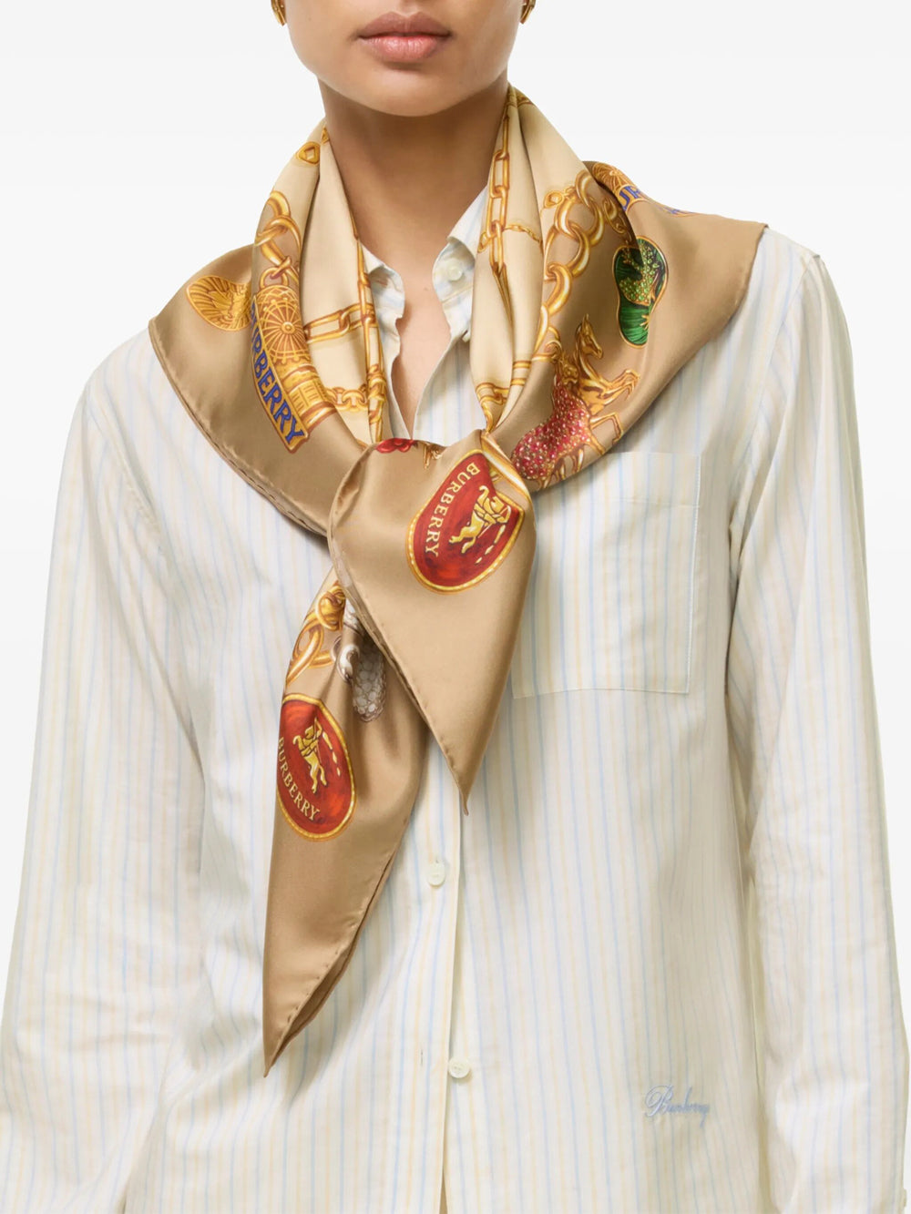 Burberry Women Check Charm Silk Scarf