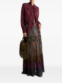 Etro Women Silk Maxi Skirt With Placed Paisley Print