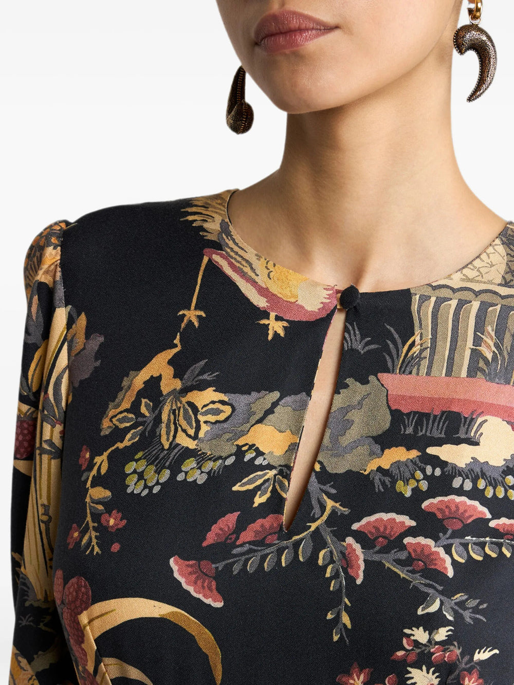 ETRO Etro Women Crepe Midi Dress With Flower And Animal Motif