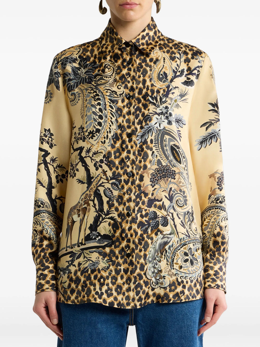 ETRO Etro Women Silk Shirt With Placed Leopard Print