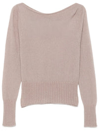 TOM FORD Tom Ford Women Long Sleeve Boat Neck Knit With Tom Ford Metal Plaque