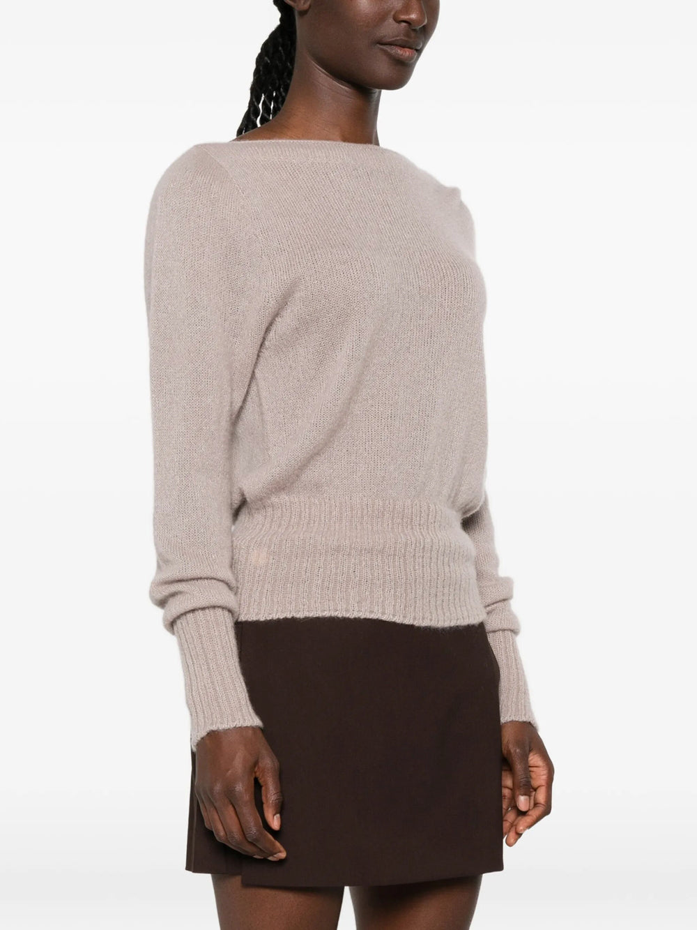TOM FORD Tom Ford Women Long Sleeve Boat Neck Knit With Tom Ford Metal Plaque