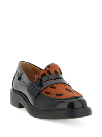 Tod's Women Leather Loafers With Animal-Print Panel