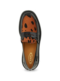 Tod's Women Leather Loafers With Animal-Print Panel