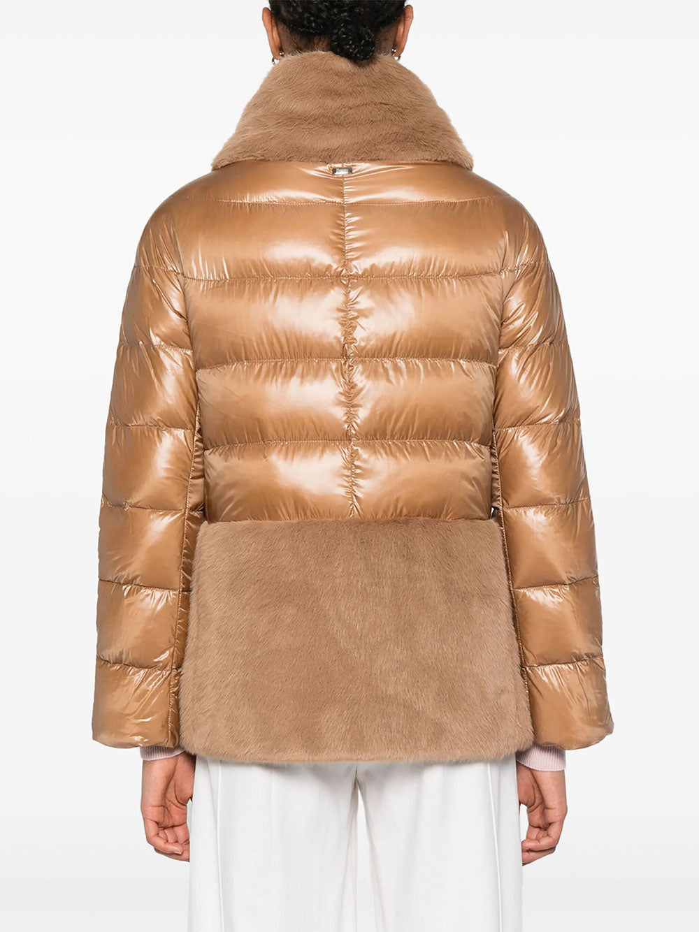 Herno Women Ultralight Nylon And Lady Alternative Fur Cape
