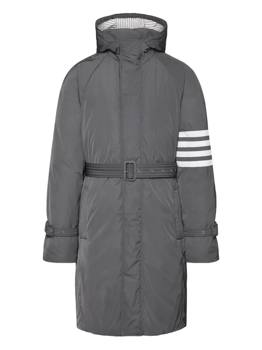 THOM BROWNE Poly Twill 4-Bar Hooded Down Parka With Belt Women