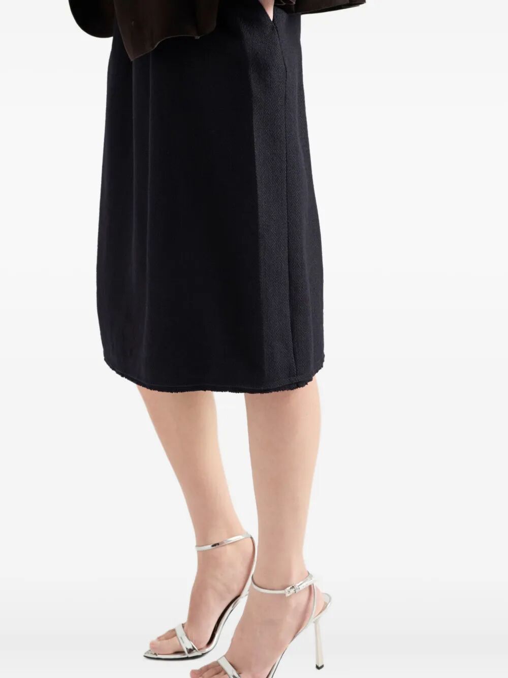 PRADA Prada Women Chevron Wool Midi Skirt