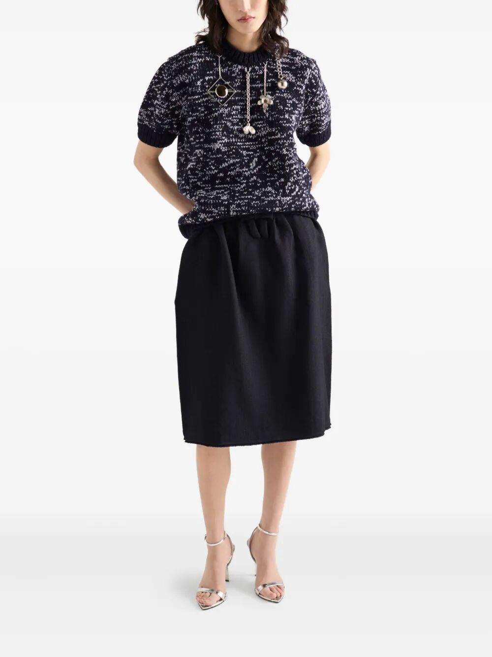 PRADA Prada Women Chevron Wool Midi Skirt