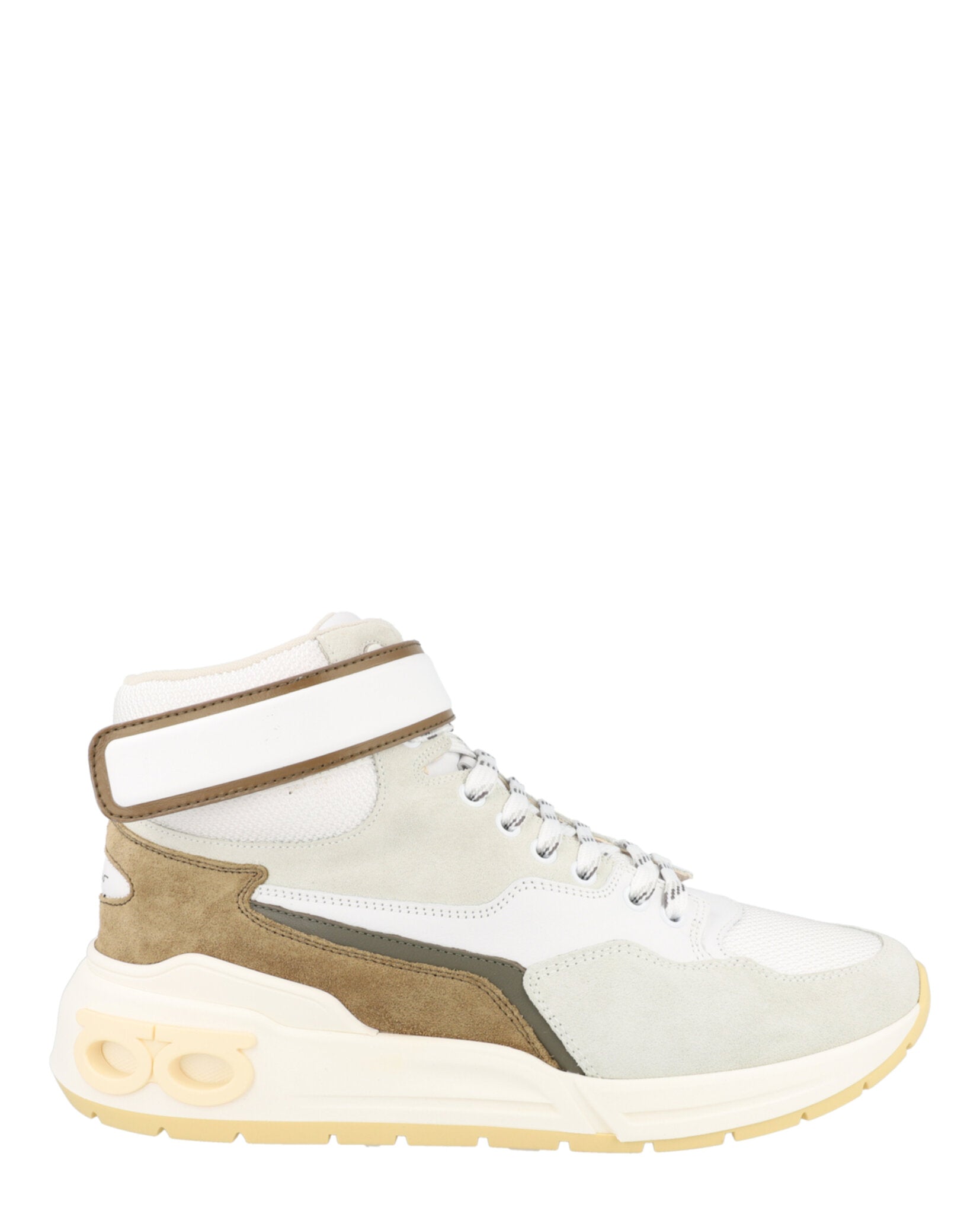 Ferragamo Mens Cosma High-Top Sneakers 10 Bianco