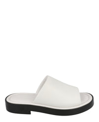 Ferragamo Mens Giunone Leather Slides White
